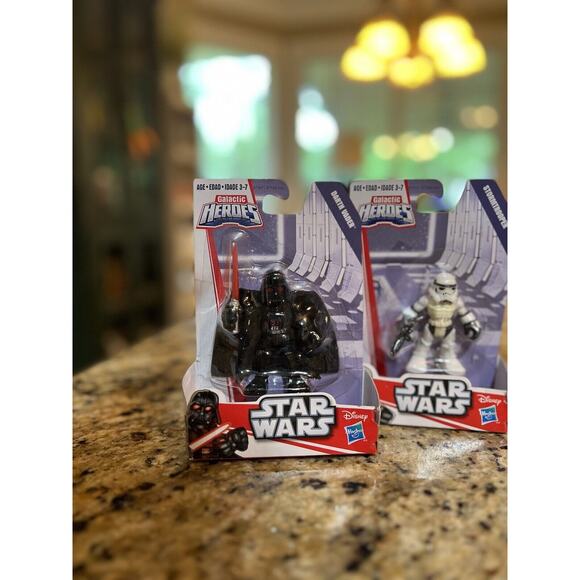 Vintage NIB Sealed Figures Star Wars Galactic Heroes Darth Luke Yoda Stormtroop - Picture 3 of 8